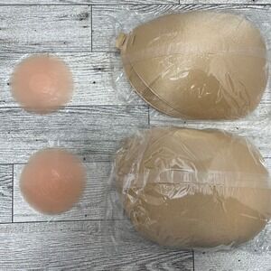Adhesive Bra Strapless Backless Bra Nipple‎ Covers Beige D Cup